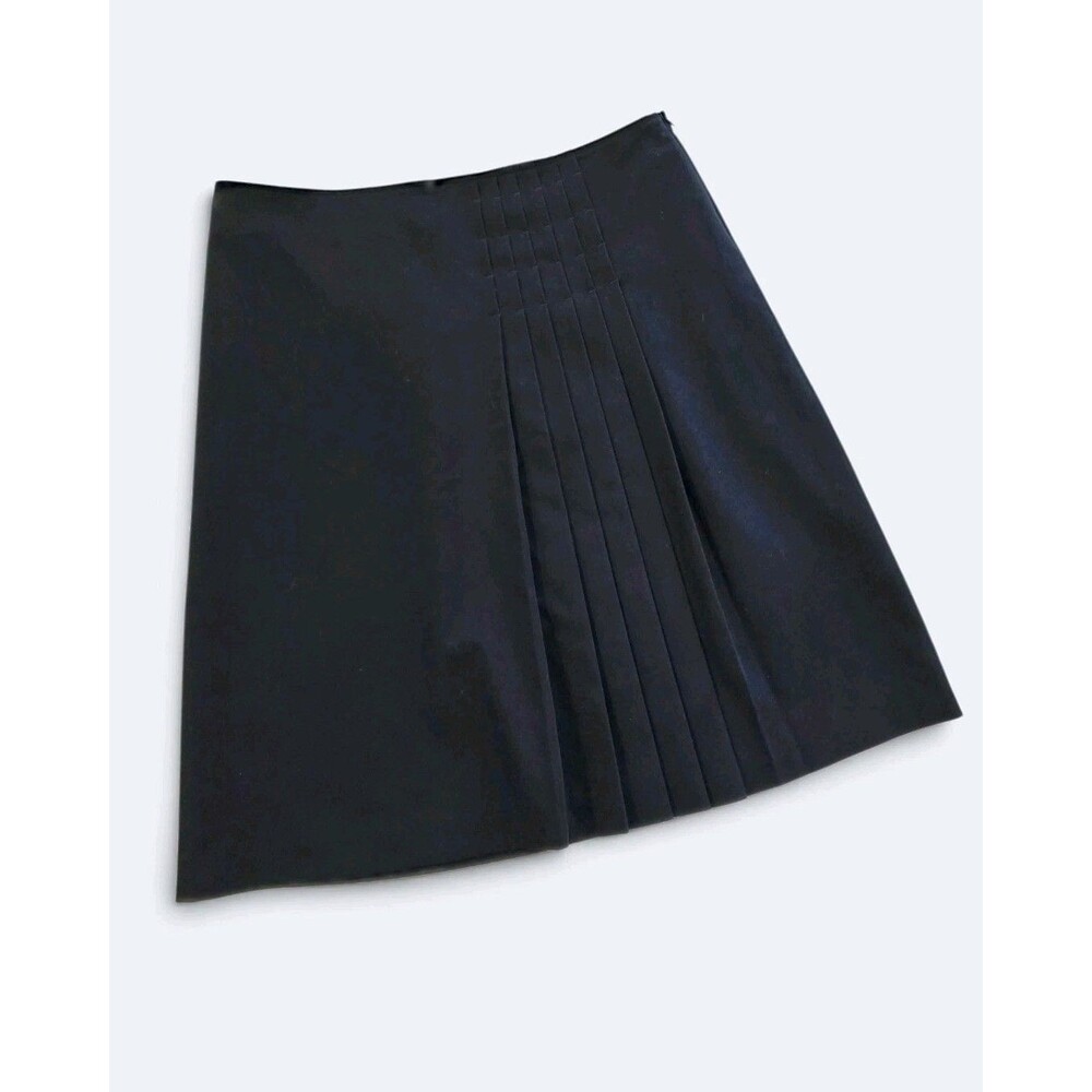 Vintage Apostrophe Pleated Black Skirt Asymmetric Y2K Size 14